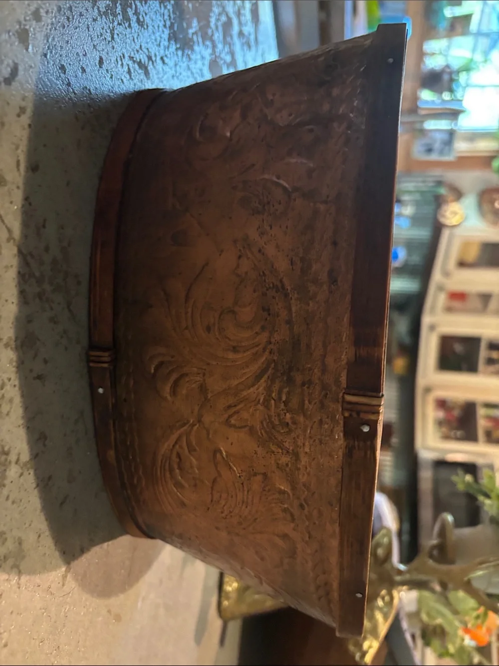 Handcrafted Brown Decorative light weight old copper Wooden Bowl